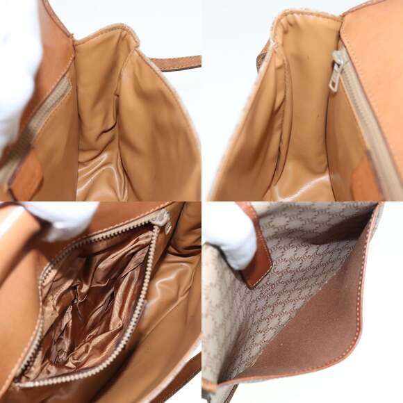 CELINE Macadam Canvas Shoulder Bag Beige Gold - Picture 12 of 13